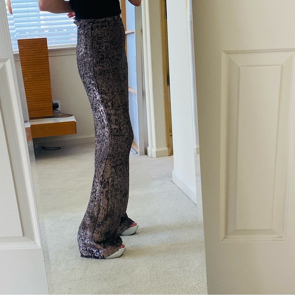 Rodarte Wide Leg Pants High-Rise Purple Sequin Embellishments  SZ 2 - Picture 9 of 9